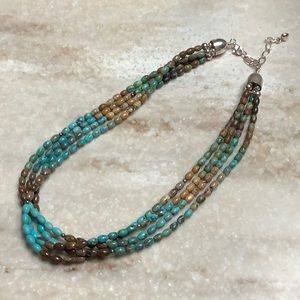 😍 925 Silver Turquoise & Jasper Four Strand Necklace😍NWOT